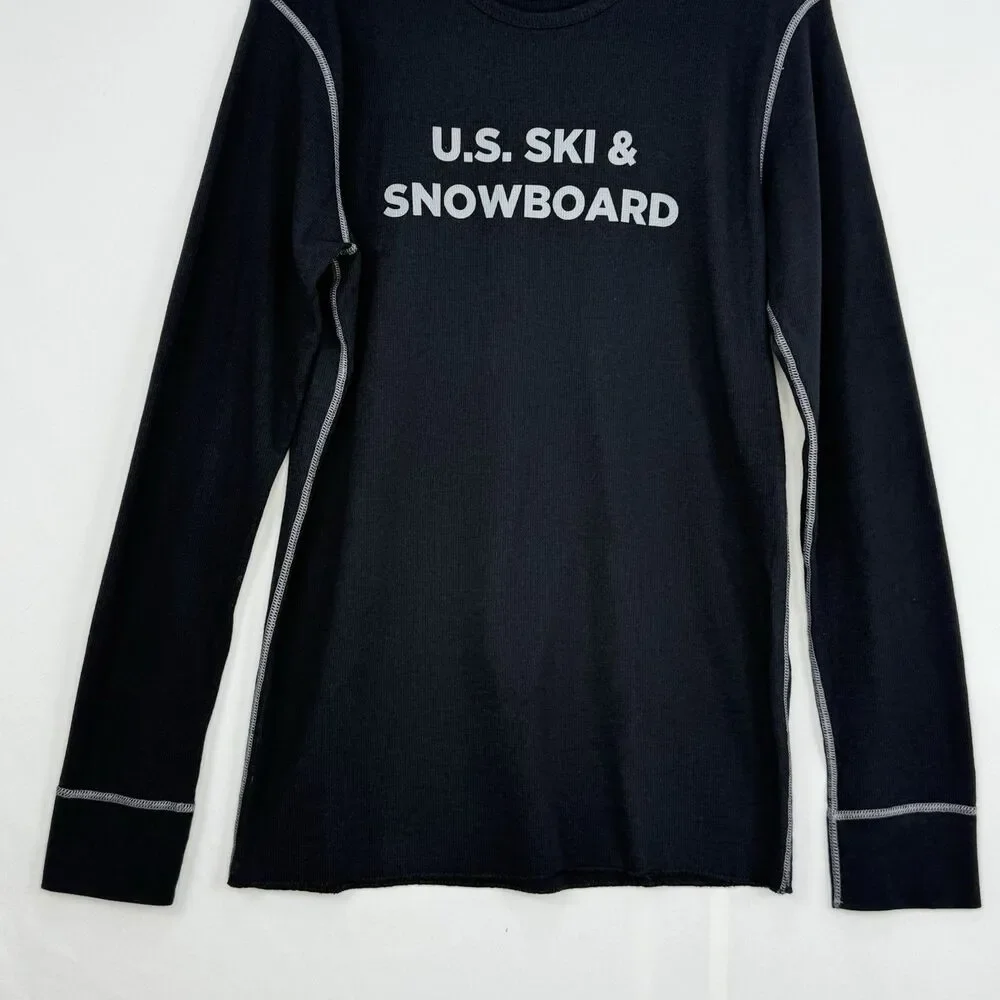 NEXT LEVEL BLACK THERMAL LONG SLEEVE SIZE L T-SHIRT U.S. SKI & SNOWBOARD